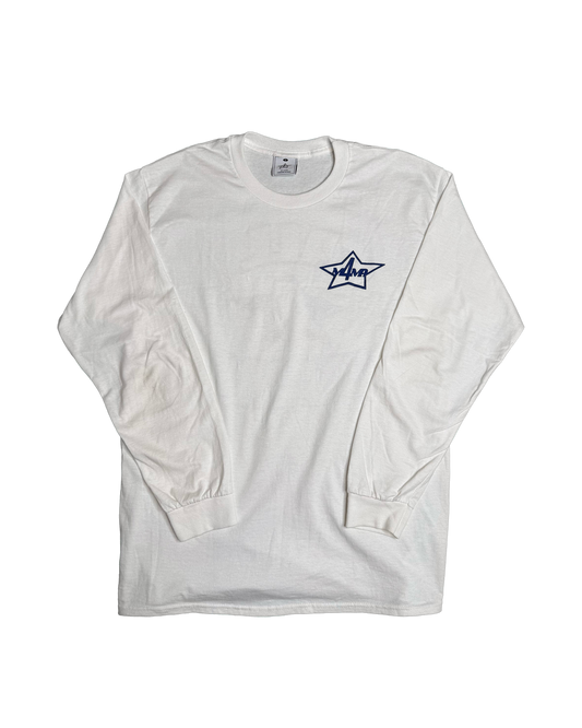 T-SHIRT LONGSLEEVE BLANC/NAVY